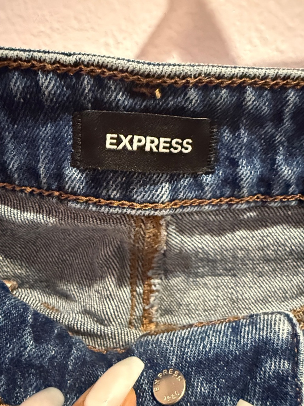 Express Wide Leg Jeans in Classic Blue - Picture 3 of 5